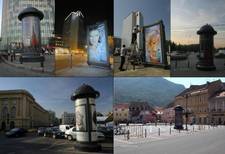 An image split into quadrants. Each shows a different static display operated by Getica.