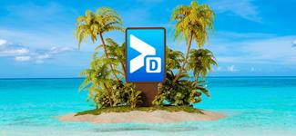 <p>A digital display on the beach. The display is showing the Broadsign Direct logo</p>
